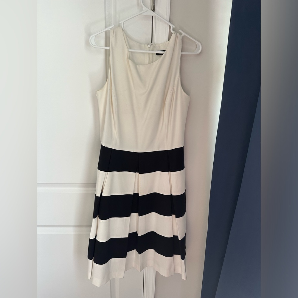 Nine West Black & White striped fit & flare dress- Size 12